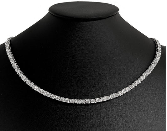 5.02ct G SI 14K White Gold Diamond Miracle Illusion Tennis Necklace 22"