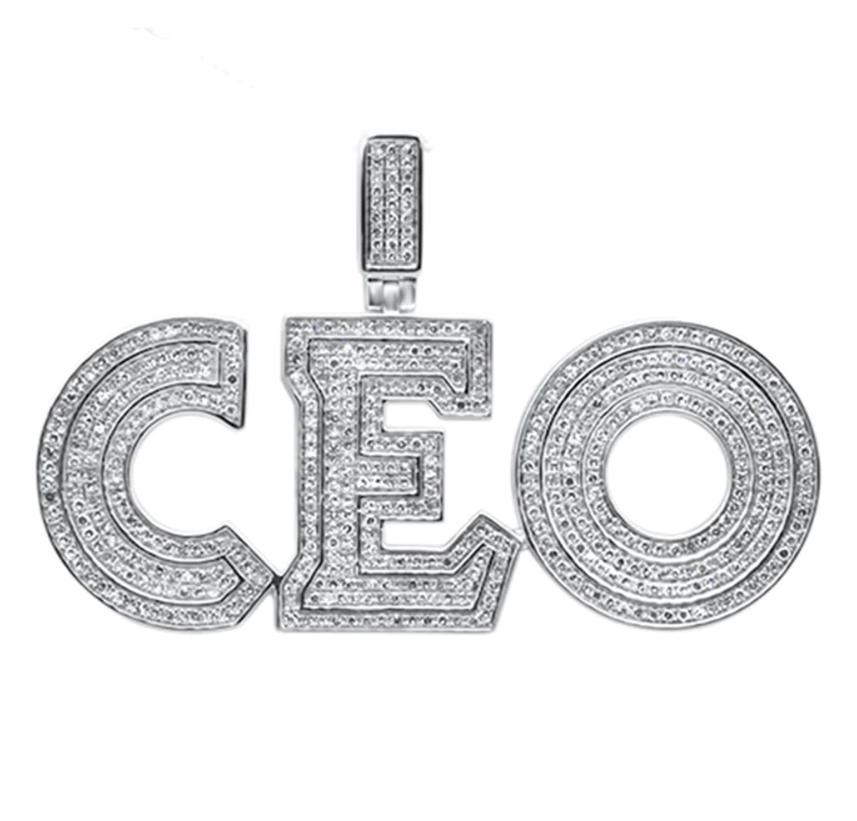 1.48ct G SI 10K White Gold Diamond Iced Out "CEO" Pendant