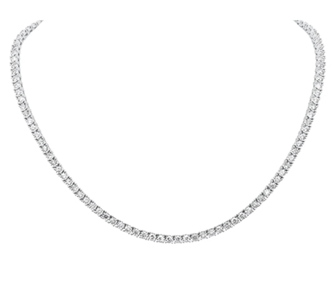 3.41ct G SI 14K White Gold Diamond Miracle Illusion Tennis Necklace 14"+3" EXT