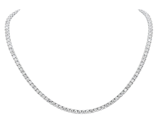 3.41ct G SI 14K White Gold Diamond Miracle Illusion Tennis Necklace 14"+3" EXT