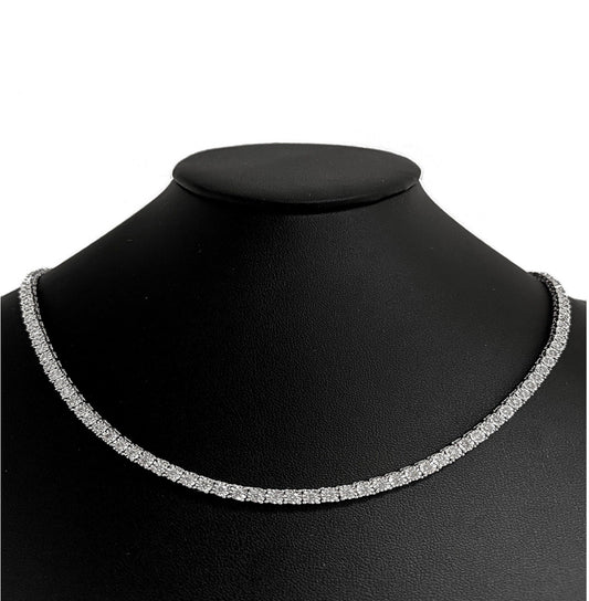 6.35ct G SI 10K White Gold Diamond Miracle Illusion Tennis Necklace 22"