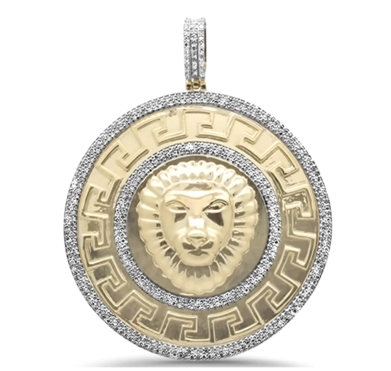 .79ct G SI 10K Yellow Gold Diamond Hip Hop Lion Head Medallion Charm Pendant