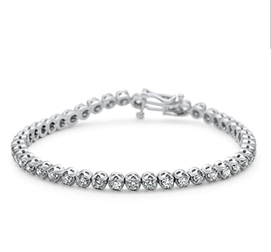 4.03ct G SI 14K White Gold Diamond Miracle Illusion Setting Tennis Bracelet 7"