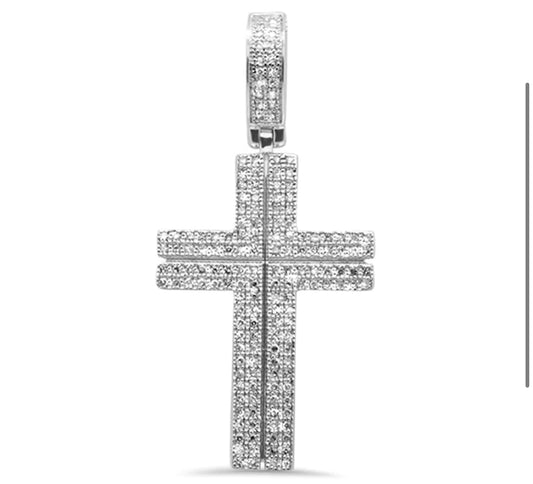 .42CT G SI 10K White Gold Diamond Cross Pendant