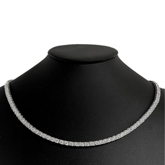 3.0ct G SI 14K White Gold Diamond Miracle Illusion Tennis Necklace 22"