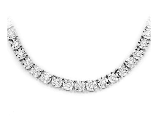 7.90ct 14K White Gold Tennis Miracle Illusion Necklace 18"