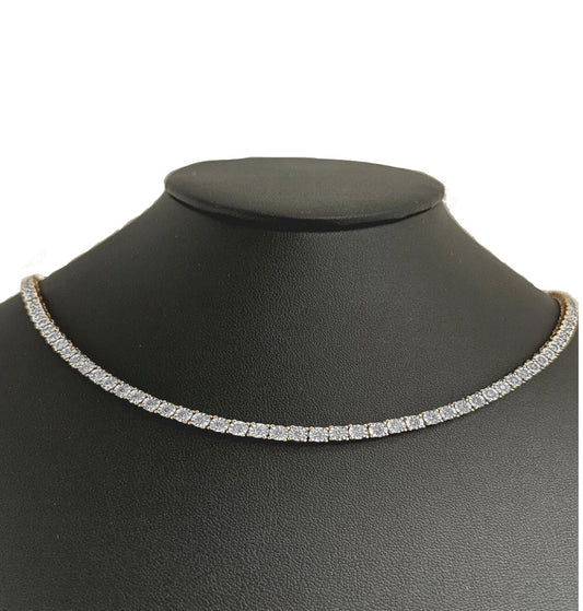 4.99ct G SI 14K Yellow Gold Tennis Miracle Illusion Necklace 22"