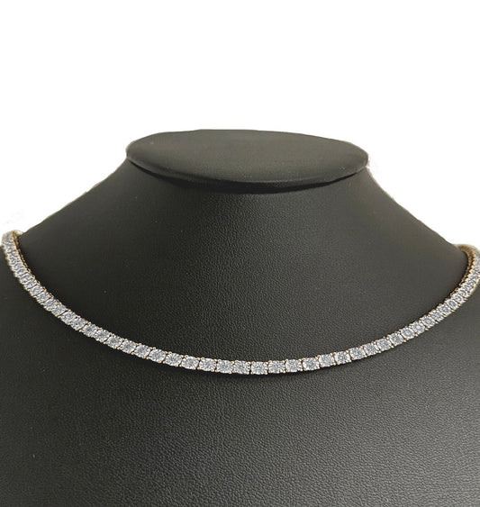 6.34ct G SI 10K Yellow Gold Tennis Miracle Illusion Necklace 22"