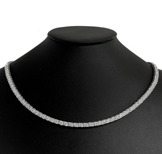 5.07ct 14K White Gold Tennis Miracle Illusion Necklace 22"