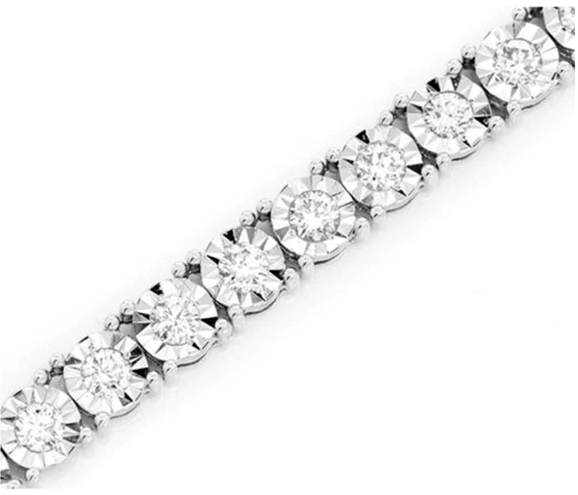 3.10ct Diamond 10K White Gold Tennis Necklace 22”