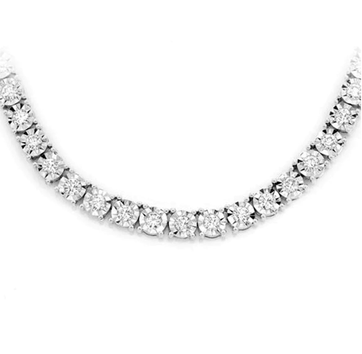 3.10ct Diamond 10K White Gold Tennis Necklace 22”