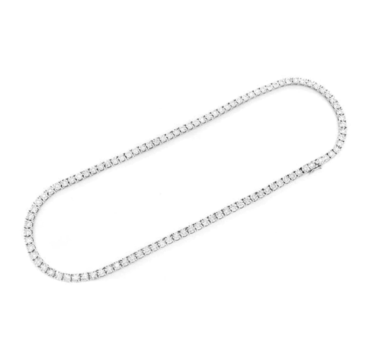 3.10ct Diamond 10K White Gold Tennis Necklace 22”